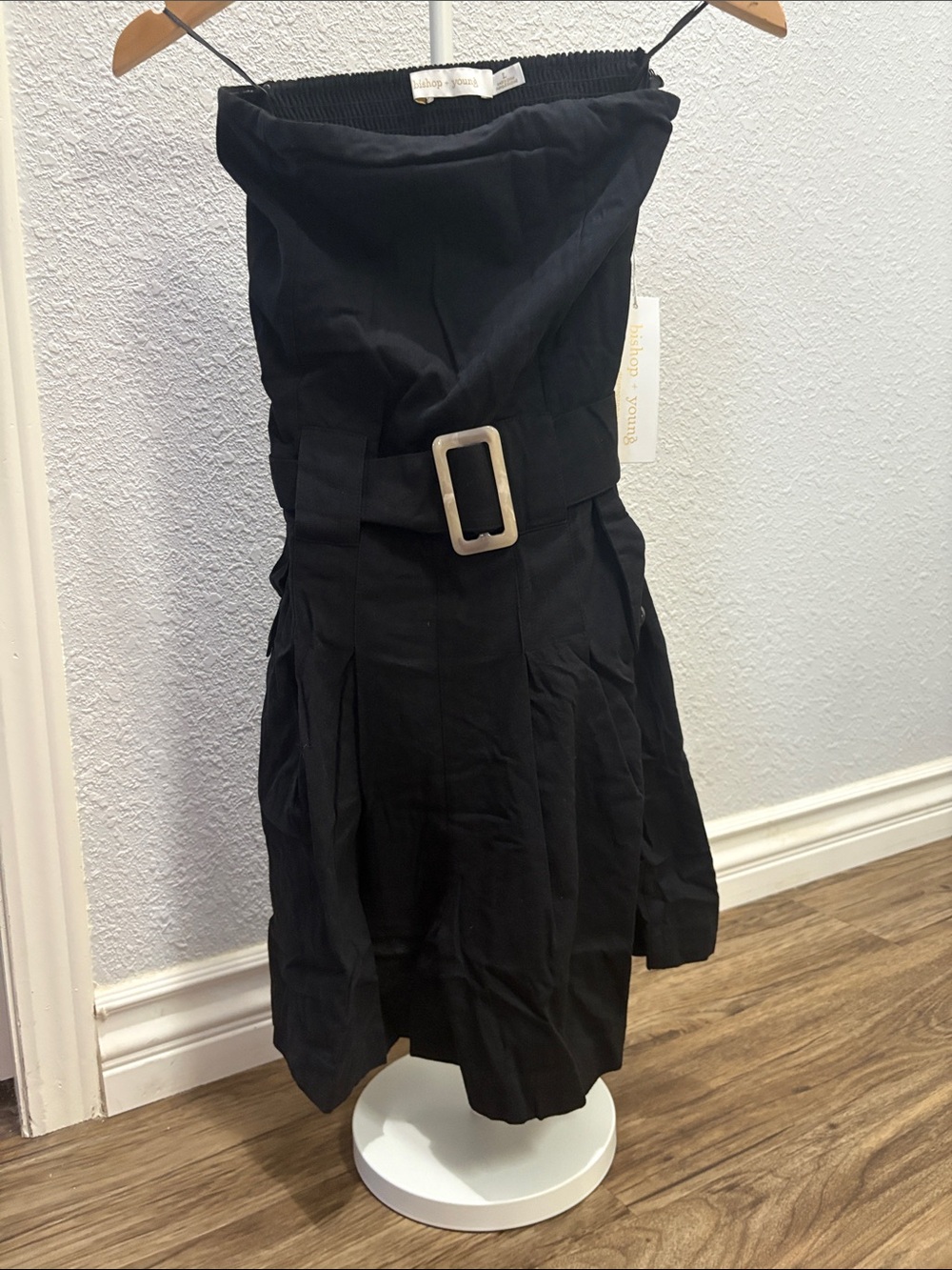 bishop + young Strapless Black Romper with Statement Belt